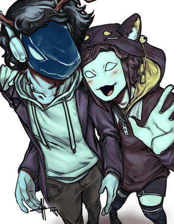 Lineart w/ Color, 2 Half-Bodies